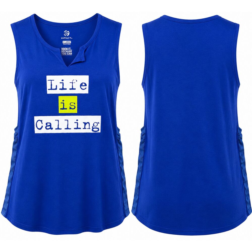 Impact Life Is Calling Graphic Sleeveless Tank Top Blue Women's XL